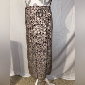 Urban Romantics Size L Tie Waist Midi Wrap Skirt Cheetah Print